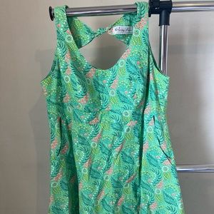 Green floral Cherry Velvet dress.